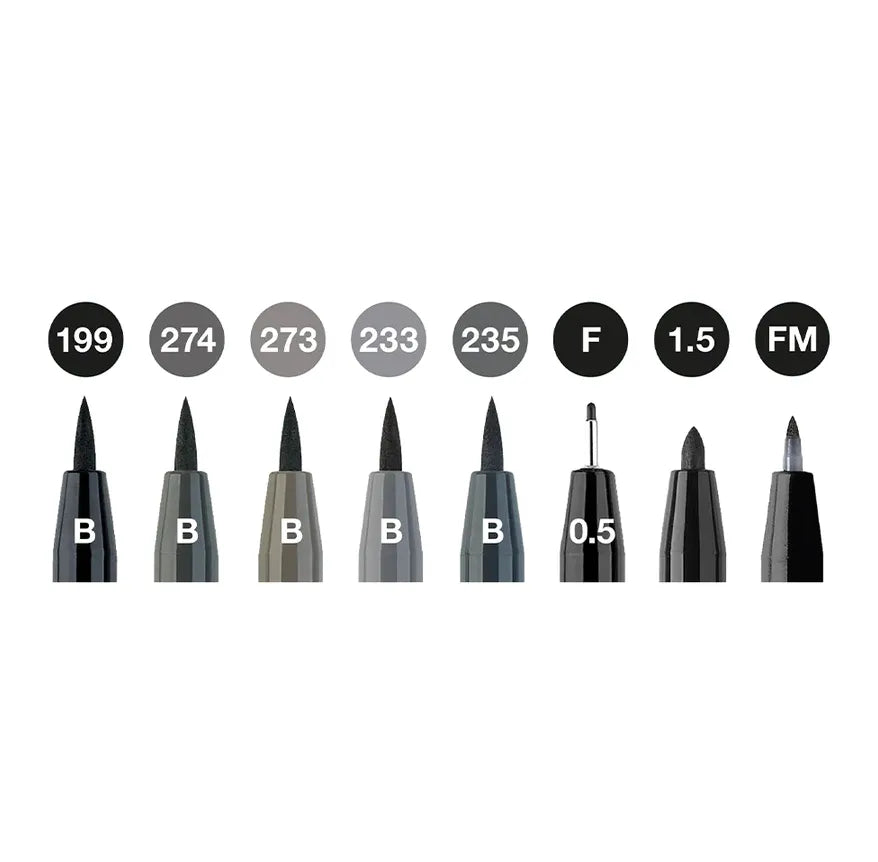 Set de 8 feutres noir et gris