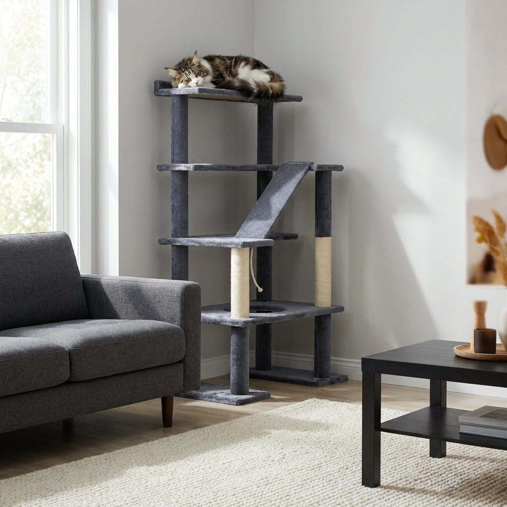 Maine Coon 65” – Arbre à chat à 4 niveaux