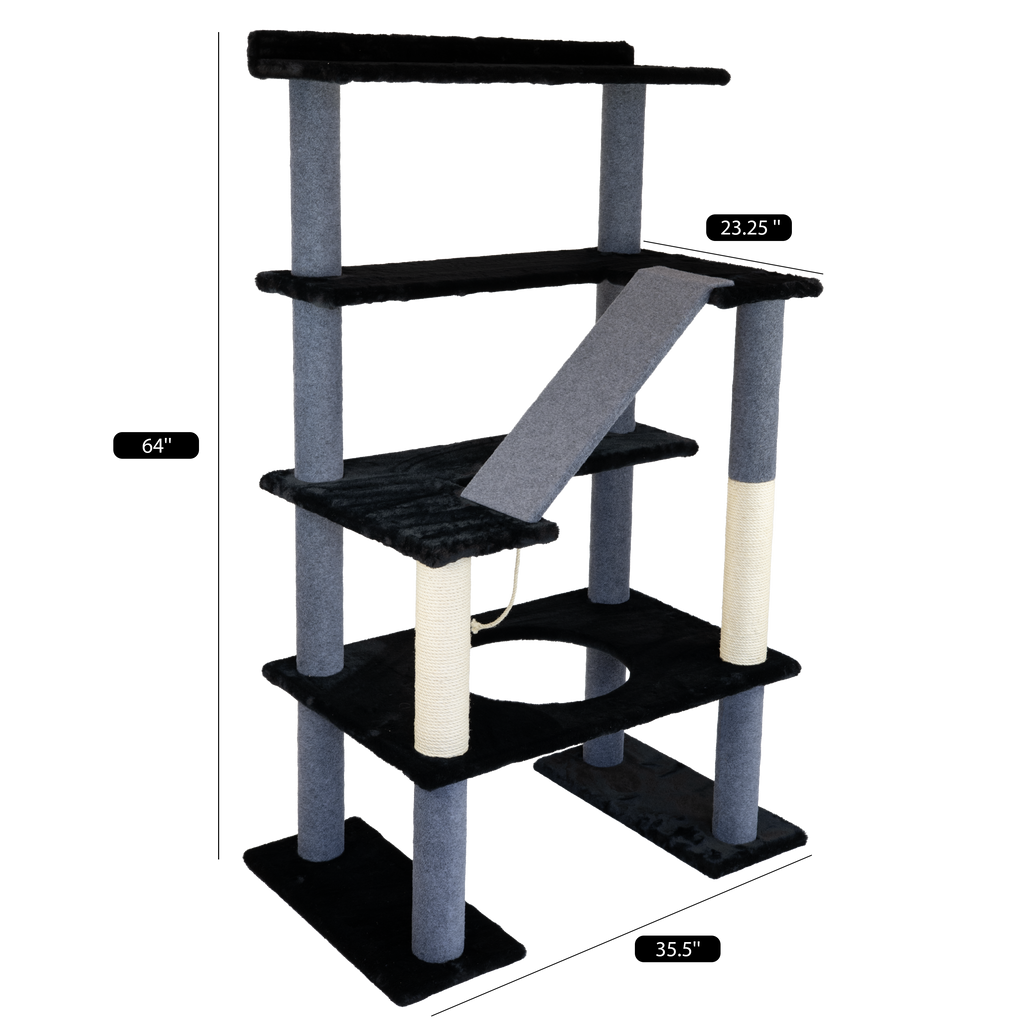 Maine Coon 65” – Arbre à chat à 4 niveaux